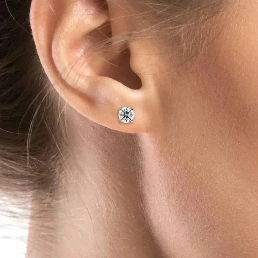 1/4 Carat Real Diamond Stud Earring 14K White Gold filled - Picture 4 of 5